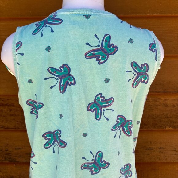 Vintage Zip Code Teal Purple Butterfly USA Muscle Tank Top Size L - Picture 8 of 9